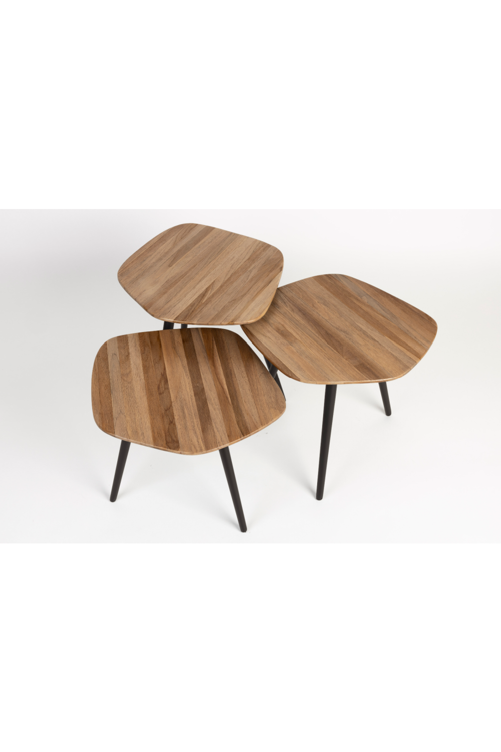 Ensemble de 3 tables basses modernes en teck