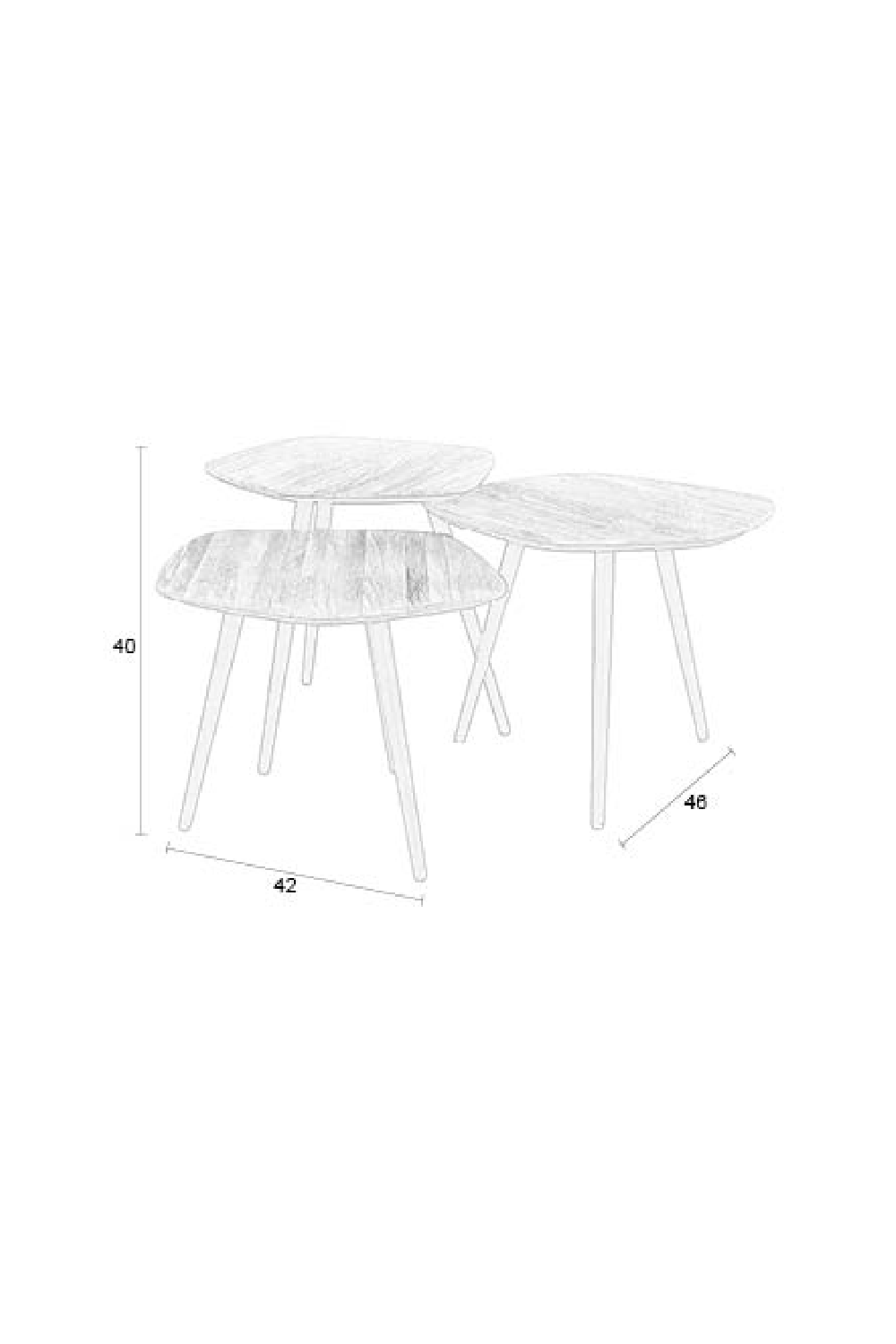 Ensemble de 3 tables basses modernes en teck